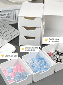 Mini organizer portatile con 3 cassetti, unità di archiviazione da scrivania per gioielli, cosmetici, forniture per hobby, ideale per uffici, hobby e accessori fatti a mano.