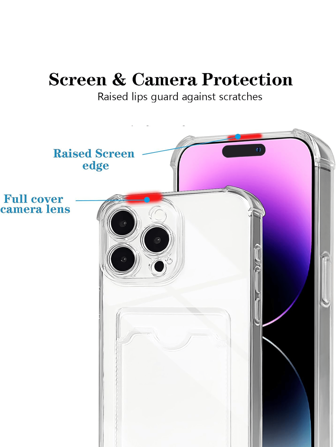 透明卡槽支架手机壳适用于 Galaxy Mi Redmi Honor OPPO Realme Vivo Infinix Tecnoo，透明钱包硅胶防震后盖防水防摔防刮