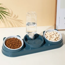 Bols à double usage en acier inoxydable inclinés pour chats et chiens
