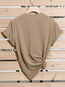 PLAYERA BLUSA DE CUELLO REDONDO PARA DAMA CON ESTAMPDO DE NEW YOURK PERFECTA PARA CASUAL GYM - Marrón Mocha - Ver 2