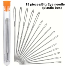 9 szt./15 szt./25 szt. Igły z dużym oczkiem, ostre igły, igły dziewiarskie, igły do szycia, nici do robótek ręcznych, nici do szycia w 12 kolorach - idealne do ukończenia projektów szydełkowych - Wielokolorowe - Zobacz 17