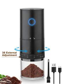RAF 1pc Electric Coffee Grinder Usb Charging Small Portable Coffee Grinder With Professional Ceramic Grinding Core And Fine Bean Adjustable Coffee Grinder Suitable For Home, Office, Travel, School Supplies