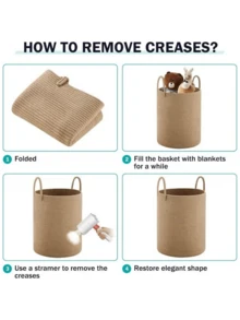 1个带提手的可折叠编织洗衣篮,多功能大容量储物篮,有黄色和白色可选,适合存放衣物、毯子、玩具、节日用品、家居装饰品,适用于洗衣房、浴室、卧室、客厅、走廊等场所。 - 彩色 - 查看 6