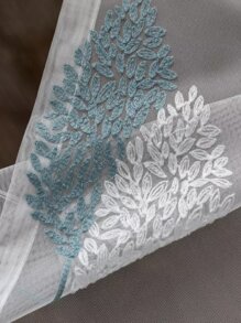 1pc Scandinavian Style Minimalist Modern Small Tree Embroidered Sheer Window Curtain Voile Panel