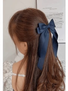 1个海军蓝可爱发夹，时尚发饰，蝴蝶结发夹，适合旅行、日常佩戴，春、夏、秋、冬四季皆宜，母亲节最佳礼物，可爱优雅的发饰，夏季时尚发夹