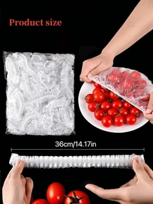 50/100/200pcs Reusable Stretchable Food Storage Covers - Semi Transparent Elastic Plastic Packaging For Preservation - Leftovers, Fruits, And Vegetables Preservation Covers - Perfect For Kitchen, Refrigerator, And Countertop Storage