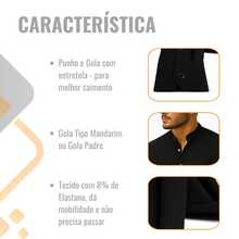 Men's Long Sleeve Dress Shirt With Priest Collar Slim Premium - 黑色 - 查看 7