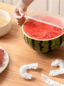 50/100/200pcs Reusable Stretchable Food Storage Covers - Semi Transparent Elastic Plastic Packaging For Preservation - Leftovers, Fruits, And Vegetables Preservation Covers - Perfect For Kitchen, Refrigerator, And Countertop Storage