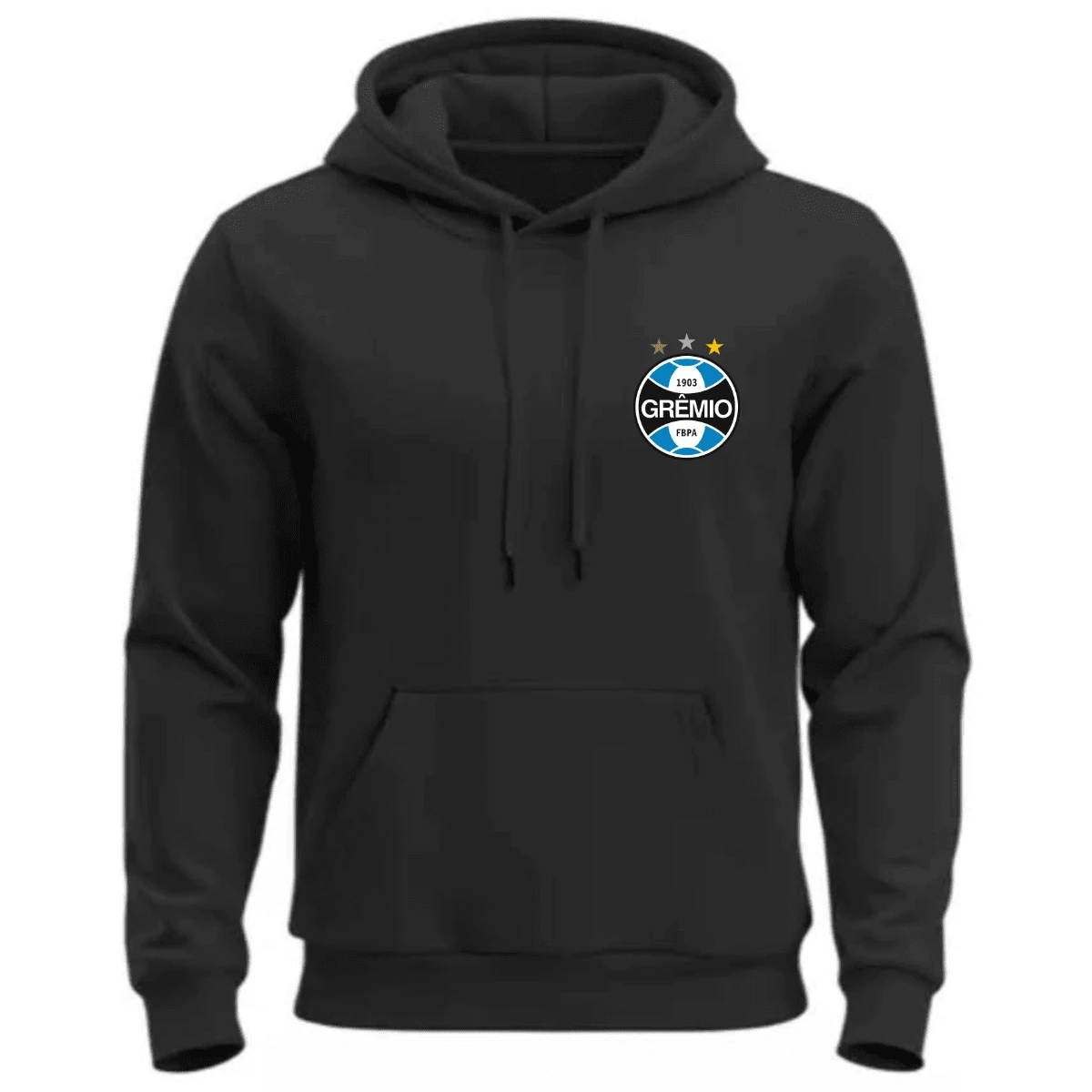 Flannel Kangaroo Sweatshirt Warm Blouse Coat Gremio Tricolor Dos Pampas Gaucho Printed Design Phrase Team - 黑色 - 查看 1