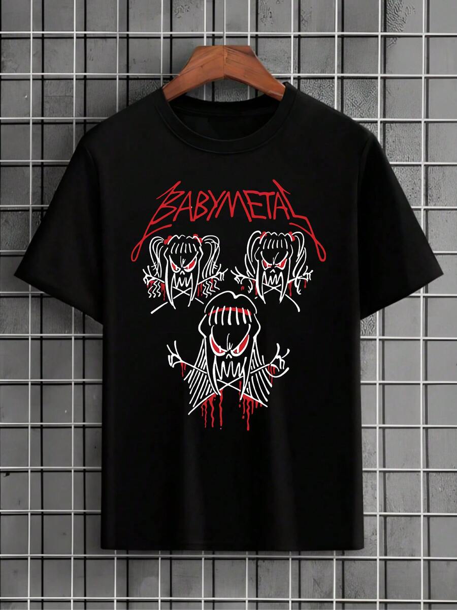 Babymetal Rock Band T-Shirt Kawaii Japanese International Metal J-Pop Shirt Blouse Unisex Male Female 100% Cotton Top Premium Streetwear New Release Immediate Shipping Various Colors!! Plus Size - màu đen - Xem 1