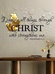1pc I Can Do All Things Through Christ Who Strengthens Me Wall Decal Vinyl Christian Quotes Bible Scripture Inspirational Words Wall Stickers Home Decor, Stickers, Wall Decal, Vinyl Decal For Home Decorations, Spring Decoration Items Refresh Your Home, Festival Decoration Stickers Gifts Birthday Graduation