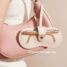 皮革眼镜盒，防刮、防压太阳镜保护盒，太阳镜收纳袋，带支架的眼镜盒，适用于旅行、度假、游轮、暑假、大学宿舍、居家、酒店、驾驶眼镜、老花镜、近视皮革眼镜袋、便携式挂袋