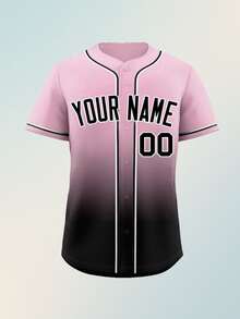 Customized Name And Number Men's Embroidery Baseball Jersey Boston Purple V-Neck Personalized Short Sleeve Button Down Shirts Party Games Training Sports Tops S-Xxl - Pink - View 3