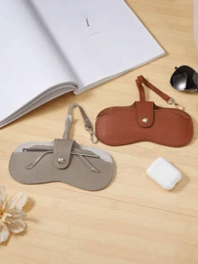 皮革眼镜盒，防刮、防压太阳镜保护盒，太阳镜收纳袋，带支架的眼镜盒，适用于旅行、度假、游轮、暑假、大学宿舍、居家、酒店、驾驶眼镜、老花镜、近视皮革眼镜袋、便携式挂袋