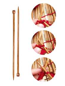 2 kim đan một đầu bằng tre, dài 35cm - Đầu thẳng, thích hợp cho người mới bắt đầu và các dự án sợi cồng kềnh - Màu cacbon hóa - Xem 2