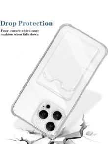 透明卡槽支架手机壳适用于 Galaxy Mi Redmi Honor OPPO Realme Vivo Infinix Tecnoo，透明钱包硅胶防震后盖防水防摔防刮