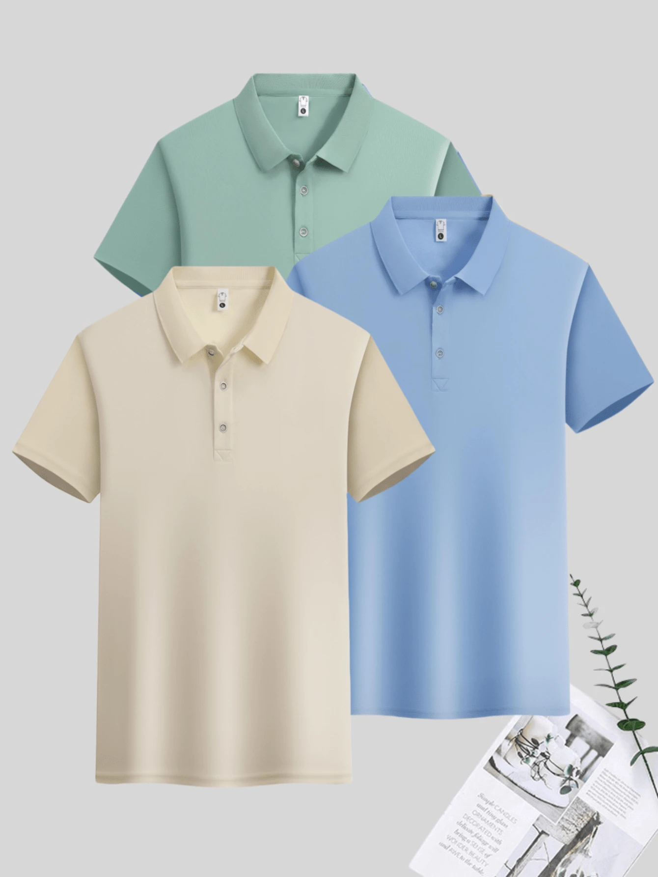 3件組時尚百搭男士夏季 Polo 衫,透氣舒適短袖上衣,休閒商務 Polo 衫,戶外上衣 - 彩色 - 查看 1