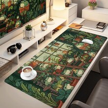 1pc Cute Frog Mouse Pad Kawaii Cartoon Design Desk Mat Large Desk Accessories Desk Pad Rubber Base With Stitched Edge Mousepad Non-Slip Keyboard Pad For Office Home Computer Birthdays Gifts For Men Women Friends Back To School Desk Accessories Office Supplies Office Desk Accessories Mouse Pad For Desk - Multicolor - View 3