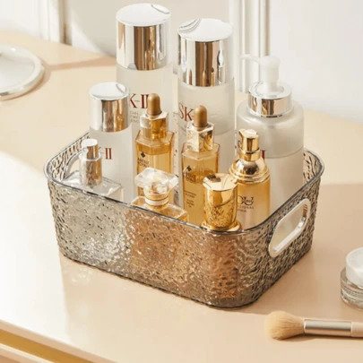 Kit 4 Organizador Multiuso Grande Com Alça Cesto Transparente de Acrílico Cozinha