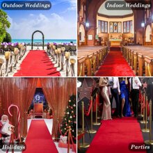 1 pieza Alfombra blanca de boda, alfombra roja, alfombra roja desechable para matrimonio, alfombra comercial para escenario, entrada de tienda, pasillo, decoración de fiesta de cumpleaños y vacaciones