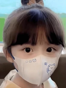 10pcs Cute Bear Pattern Kids' Face Masks, Comfortable Breathable, Suitable For Outdoor Use, Fashionable Accessory, Dust And Allergy Protection