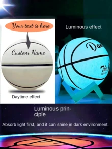 1pc Customizable Luminous Basketball, Soft PU Leather, Nylon Wrapping Yarn Non-Deformable, Elastic Butyl Inner Layer, Flexible And Stable, Customizable Name & Logo - White - View 10