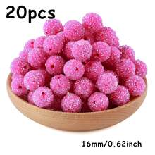 20PCS, Acrylic, Fashionable Sugar Sand Beads, 16mm, Bead & Bead Assortment, Suitable For DIY Handmade Jewelry Making, Ballpoint Pens, Keychain Pendants, Etc - Multicolor - View 14
