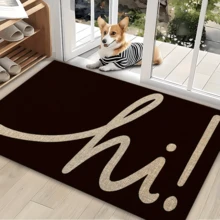 1pc Hi Pattern Printed Anti-Slip Diatomite Carpet, 3D Printed Rectangular Rug Suitable For Entryway, Living Room, Kitchen, Bedroom, Hallway, Bathroom, Laundry Room - Polyester Carpet For Indoor And Outdoor Home Decor - Multicolor - View 1