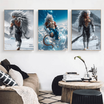 1pc/3pcs, Super Saiyan Ultimate Form Poster Living Room Decorative Painting Wall Art Canvas Prints Home Decor Pop Pictures Frameless Wooden Frame ,Wall Art With Frame