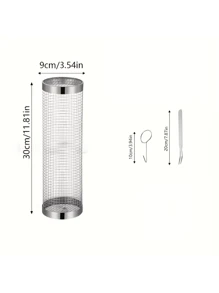 3 PiecesDeluxe Rolling Grill Basket - Large Stainless Steel Wire Mesh Cylindrical Grill Rack, Portable Outdoor Camping Grill Mesh Tube - Perfect Cookware Grilling Tools Accessories For Picnics And Outdoors