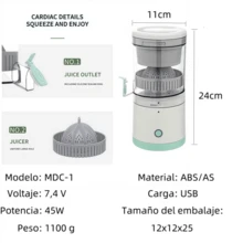 Exprimidor de frutas eléctrico recargable, zumo de limón y zumo de naranja, exprimidor eléctrico - Beis - Ver 2