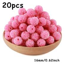 20PCS, Acrylic, Fashionable Sugar Sand Beads, 16mm, Bead & Bead Assortment, Suitable For DIY Handmade Jewelry Making, Ballpoint Pens, Keychain Pendants, Etc - Multicolor - View 5