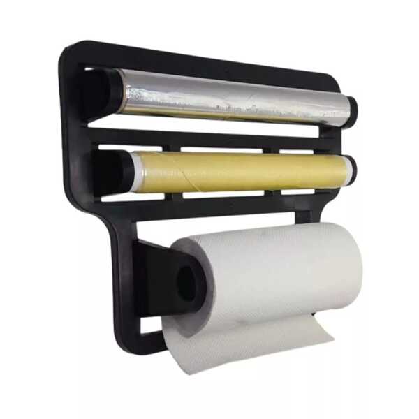 Porta Papel Toalha Triplo 3 em 1 Suporte Rolos Para Cozinha