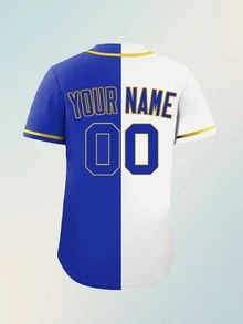 Customized Name And Number Men's Embroidery Baseball Jersey White Blue V-Neck Personalized Short Sleeve Button Down Shirts Party Games Training Sports Tops S-Xxl