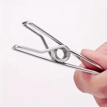 Pinzas de ropa de acero inoxidable resistentes (5/10/20/30 uds.) | Pinzas de metal con resorte antioxidante | Agarre fuerte | Multiuso para lavandería/cocina/al aire libre | Esencial para la oficina y viajes - Multicolor - Ver 3