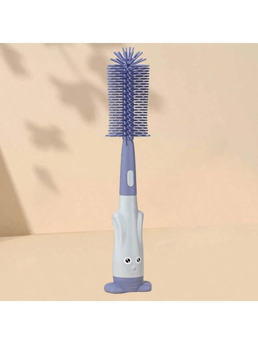 Multifunctional Silicone Bottle Brush - Bottle, Nipple, Cup And Straw Cleaner For Babies - Navy Blue - View 1