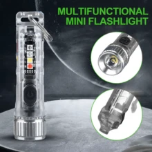 NetHong Mini Magnetic LED Torch Flashlight Pocket USB Rechargeable Lamp Keychain UK - Clear - View 1
