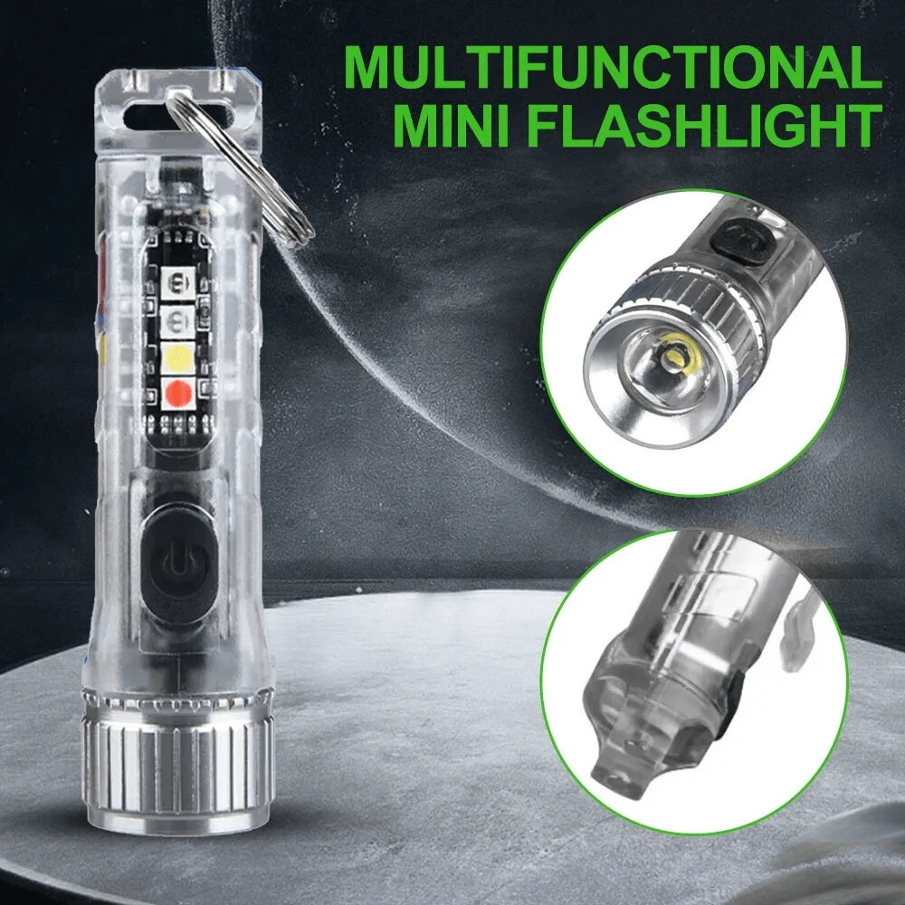 NetHong Mini Magnetic LED Torch Flashlight Pocket USB Rechargeable Lamp Keychain UK - Clear - View 1