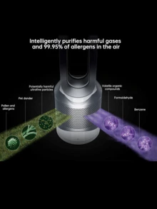 Dyson Pure Hot And Cool™ HP03 英国版 - 含英式三孔插头和 230V 电压 | 三模式净化风扇，配备 App 控制 | 全年舒适，夜间静音模式 | 铂金白