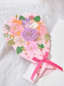 1pc Beautiful Flower Greeting Card, Stylish Mother's Day Greeting Card, Surprise Gift To Express Gratitude And Love To Mom (With Envelope)