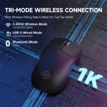 ATTACK SHARK ATTAQUE REQUIN * MAGIC-REFINER G6 Souris de jeu sans fil, DPI réglable jusqu'à 24 000, souris légère de 72g, fréquence d'échantillonnage de 1000 Hz, compatible Bluetooth/2,4G/filaire 3 modes, batterie 750 mAh, prise antidérapante, convient aux joueurs/bureau/PC - Multicolore - Voir 1