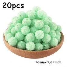 20PCS, Acrylic, Fashionable Sugar Sand Beads, 16mm, Bead & Bead Assortment, Suitable For DIY Handmade Jewelry Making, Ballpoint Pens, Keychain Pendants, Etc - Multicolor - View 13