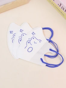 10pcs Cute Bear Pattern Kids' Face Masks, Comfortable Breathable, Suitable For Outdoor Use, Fashionable Accessory, Dust And Allergy Protection