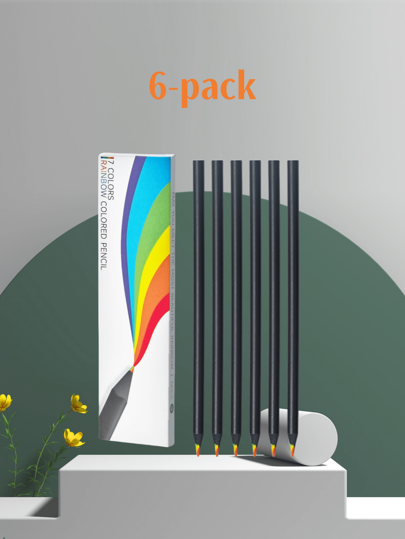 Rainbow Core Pencil Seven Colors Same Core Colored Pencil Black Wood Advanced Core Packaging Student Drawing Mark Colored Pencil Back To School