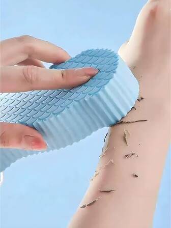 带有鱼鳞纹理 3D 设计的海绵沐浴擦洗器，温和呵护肌肤，沐浴清洁工具，可爱的鱼形海绵，柔软的浮石，用于擦洗，季节性沐浴海绵，用于沐浴、游泳、清洁，沐浴海绵压花柔软沐浴海绵家用擦洗工具，无痛去角质，重返校园