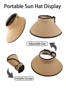 Set di borse da spiaggia per donne, borsa in tela per accessori da spiaggia, con cappello da spiaggia da donna a onde color kaki, borsa a tracolla, borsa a mano, borsa trucchi in lino, cappello da sole a tesa larga con protezione solare, cappello da viaggio da esterno a forma di fiocco