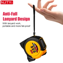 NJTY 1pc 3-In-1 Retractable Tape Measure With Laser Level, 5m/16ft Tape Measure + 40m/60m Laser Distance Meter, With Belt Clip And Magnetic Function, Auto Lock, Laser Measure Unit In M/In/Ft/Ft+In, LCD Display, Pythagorean Theorem, Area & Volume Measurement, Suitable For Construction, DIY, Woodworking, Etc.