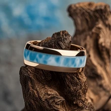 Beautiful And Luxurious Blue And White Motifs Embellished With Stainless Steel Men's Wedding Engagement Ring, The Best Holiday Gift For A Loved One