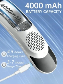 1件掛脖式電風扇，附數位顯示螢幕，戶外夏季冷卻風扇，可充電4000mAh電池，3段風速模式，旅行必需品，便攜式，畢業禮物，畢業典禮，祝賀畢業，徒步，露營，全天舒適 - S8 - 查看 6