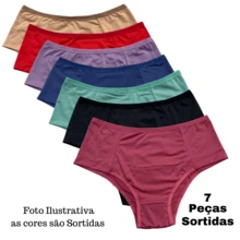 Kit 7 Calcinha Tangão Plus Size e Regular Cintura Alta Pala Larga Senhora Escode Culote Confortável Modeladora Maternidade - Multicolorido - Visão 1